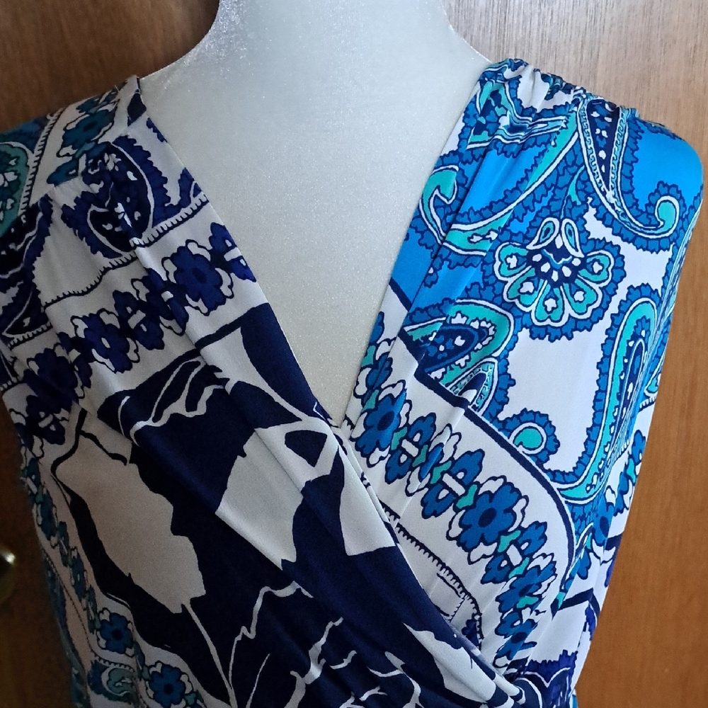 Signature by Sangria Blue and White Maxi Dress